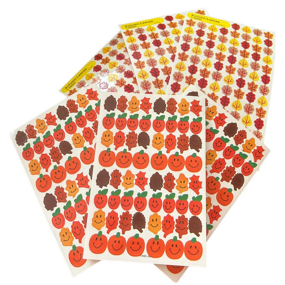 Vintage Fall Stickers Leaves Pumpkins Apples Reward Teacher Autumn Thanksgiving